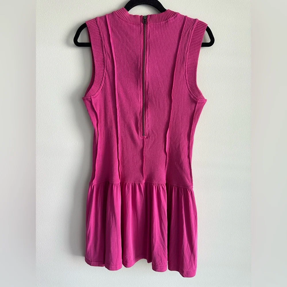NWT Anthropologie Daily Practice Buzzer Beater Cotton Blend Pink Mini Dress Sz M - Picture 5 of 15
